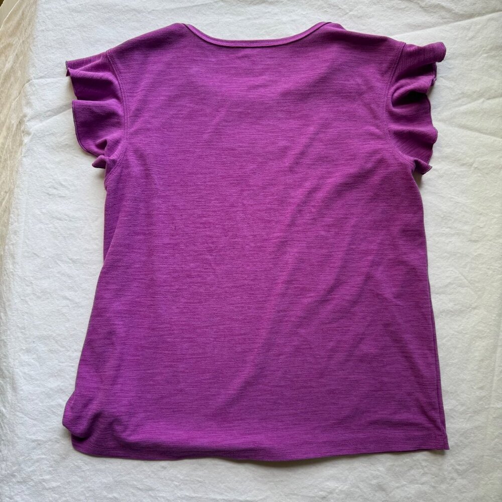 Old Navy Active Girls Purple Flutter-Sleeve Knot-Hem Top L 10-12 Lightweight - Picture 6 of 6